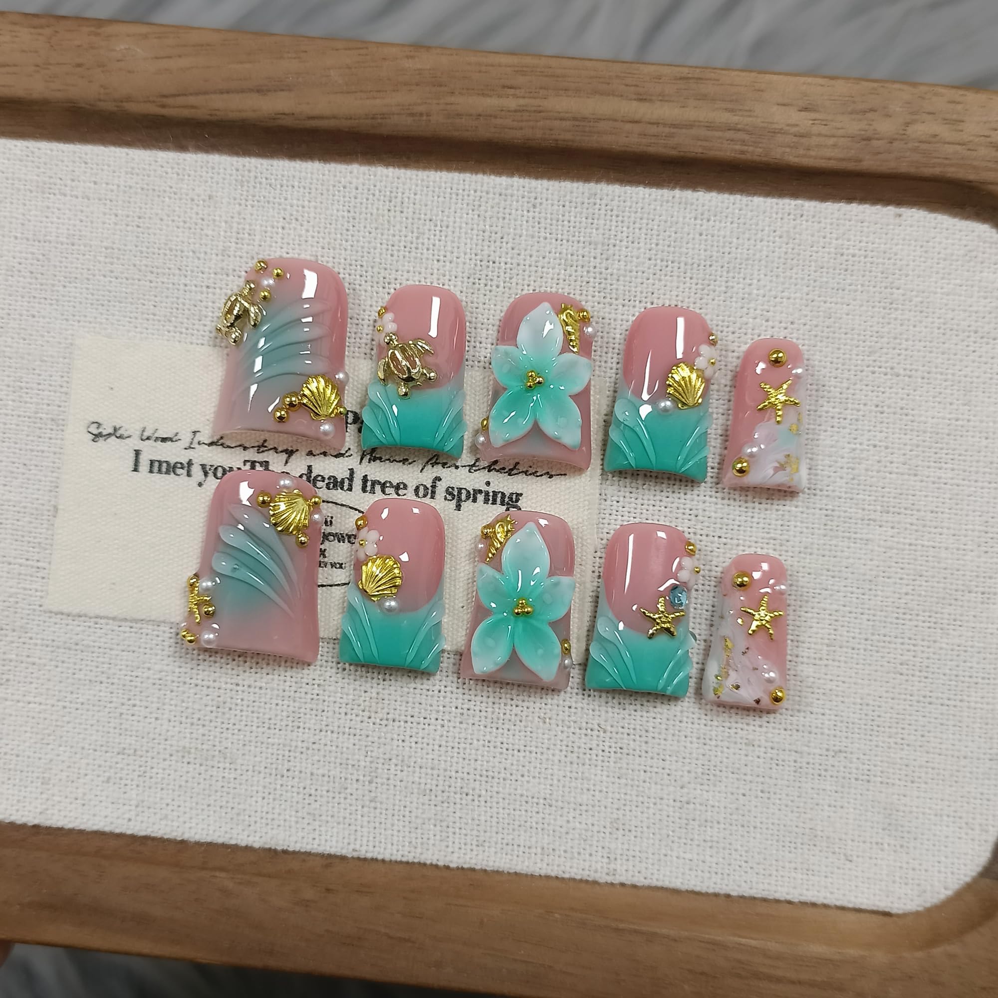 TENPAL hand-painted embossed nails showcase intricate detail for special occasions