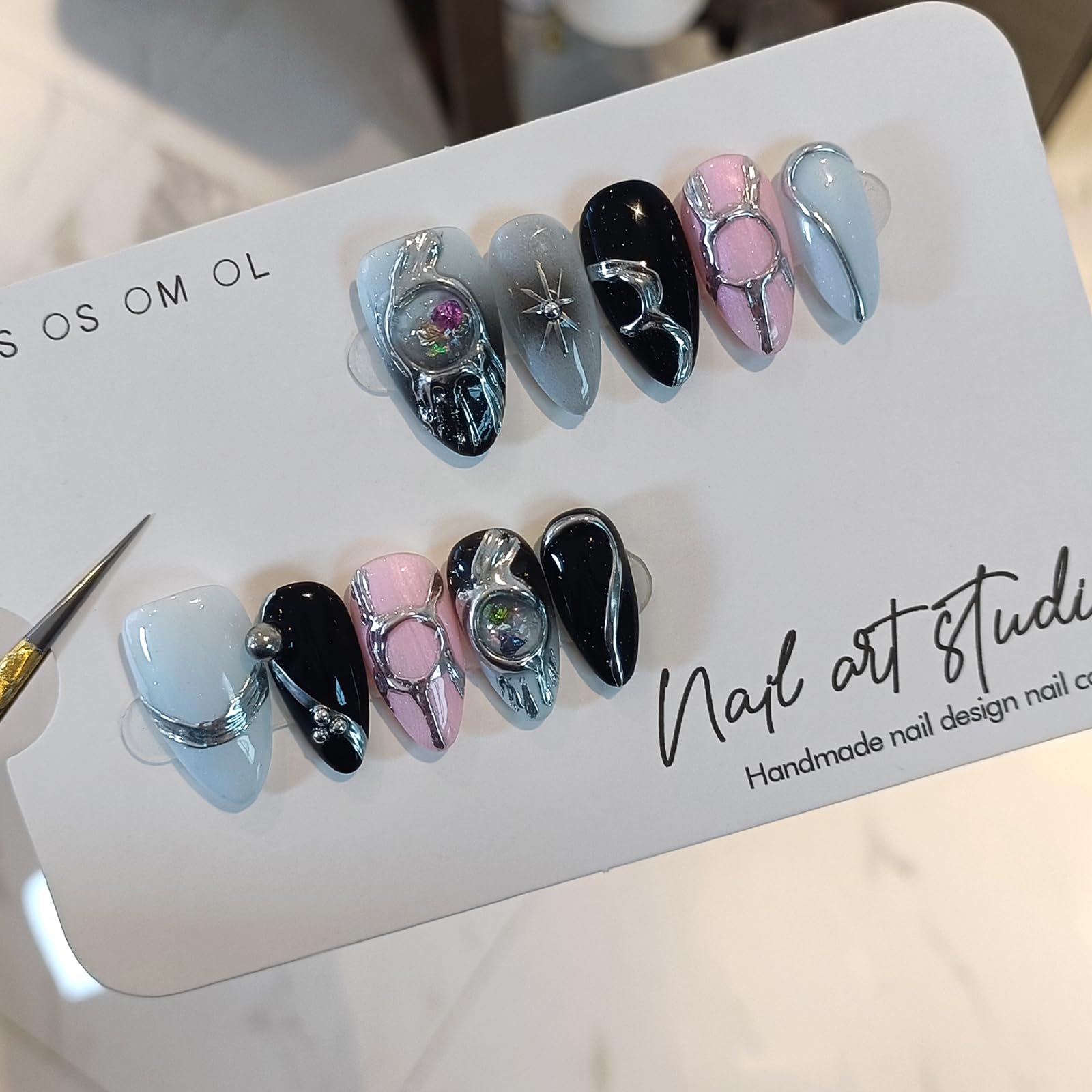 TENPAL metallic chrome-silver nails provide durable salon-like shine