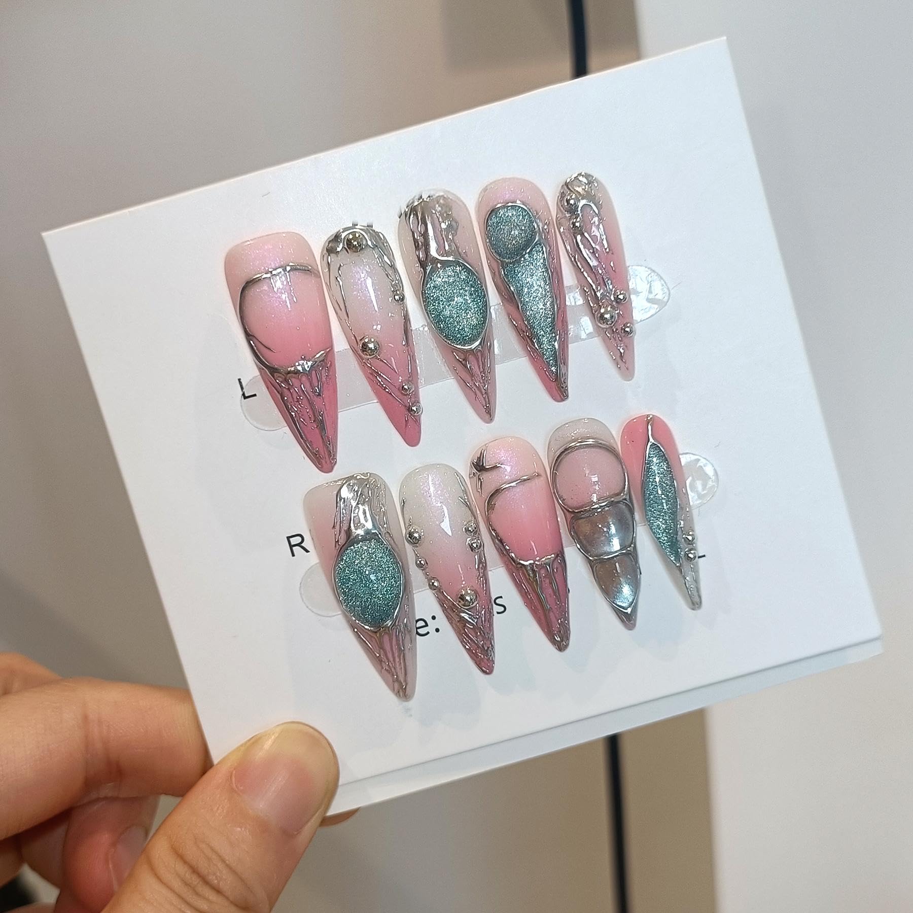 TENPAL moon-painted nails in silver-pink gradient for festive looks
