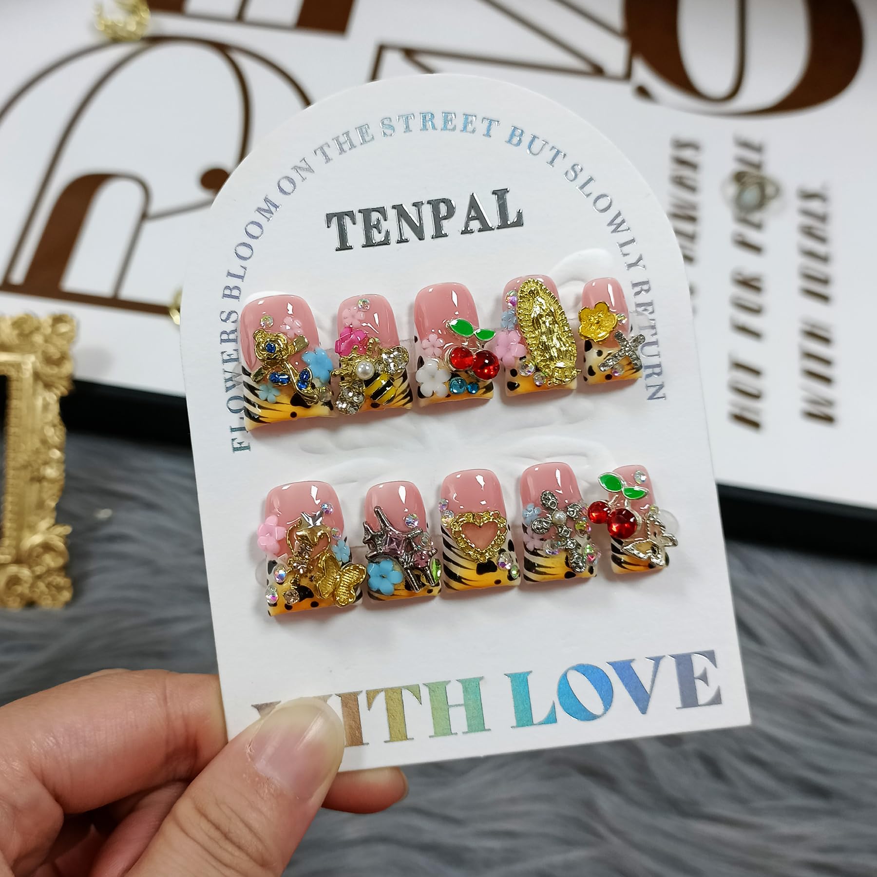 TENPAL glossy finish nails in ice cottagecore style for everyday glamour.