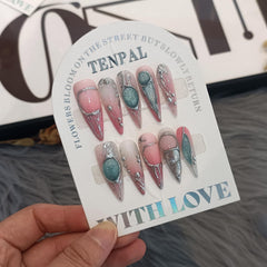 TENPAL pink-silver gradient nails ideal for weddings and parties