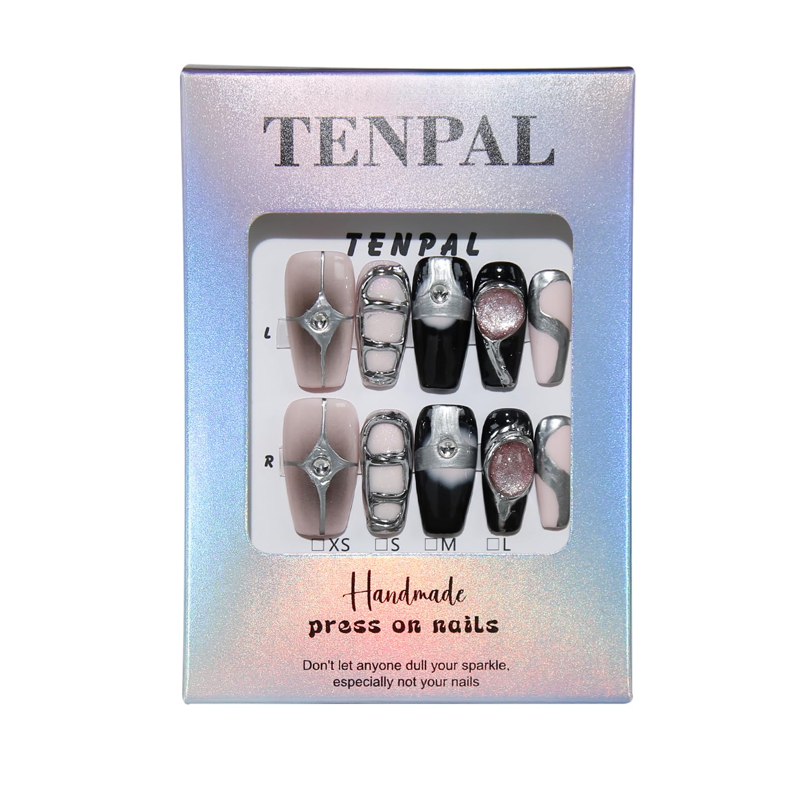TENPAL aurora holographic embossed nails for a festival-ready look.