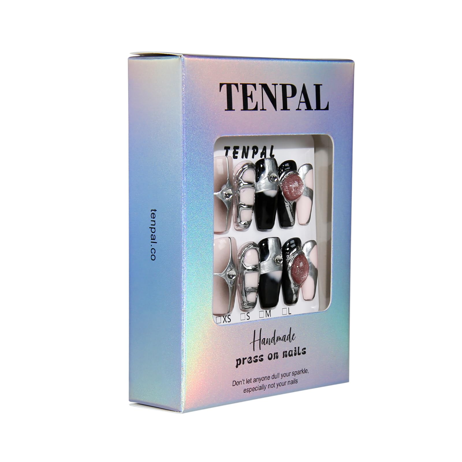 TENPAL hand-painted gems and stones detail nails for statement style.