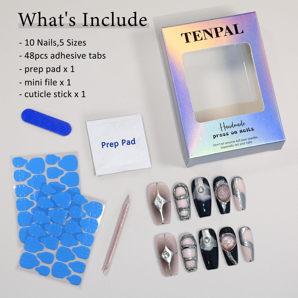 TENPAL stiletto shape elongated nails for dramatic evening looks