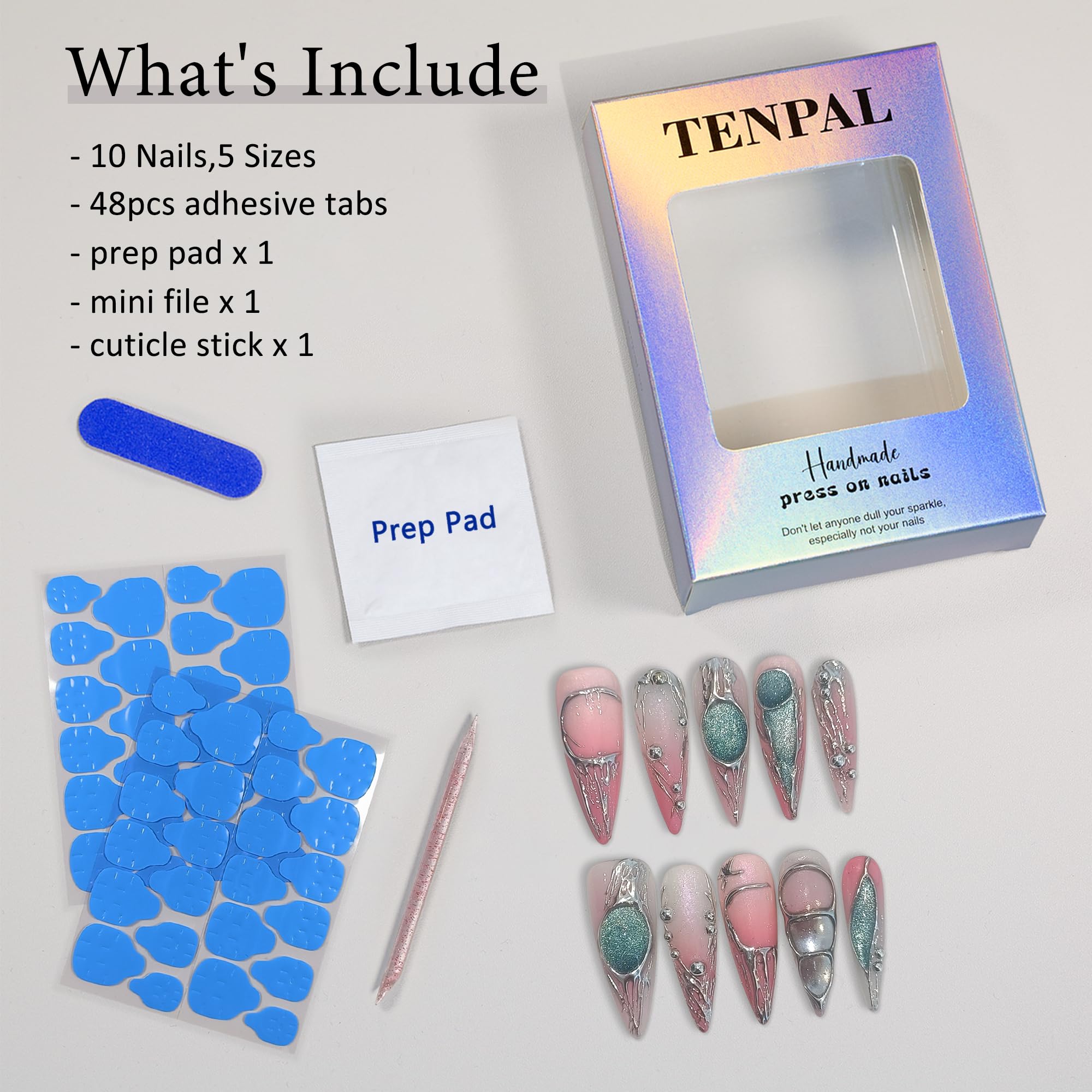 TENPAL reusable design press-on nails for versatile styling