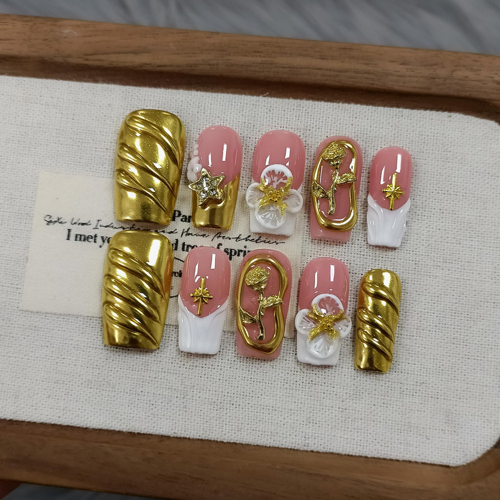 TENPAL sheer French tips with white gold accent, subtle elegance for events