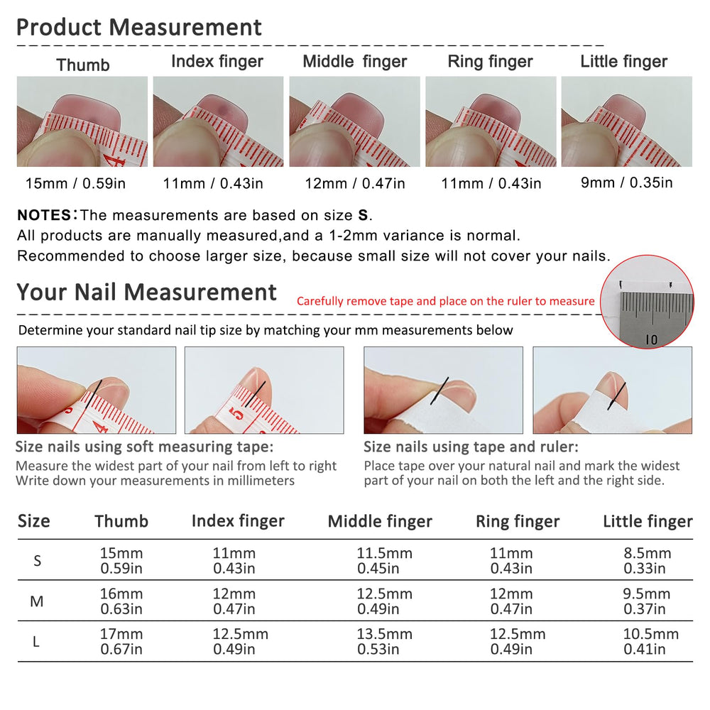 TENPAL size chart and prep tools for precise, comfortable fit.