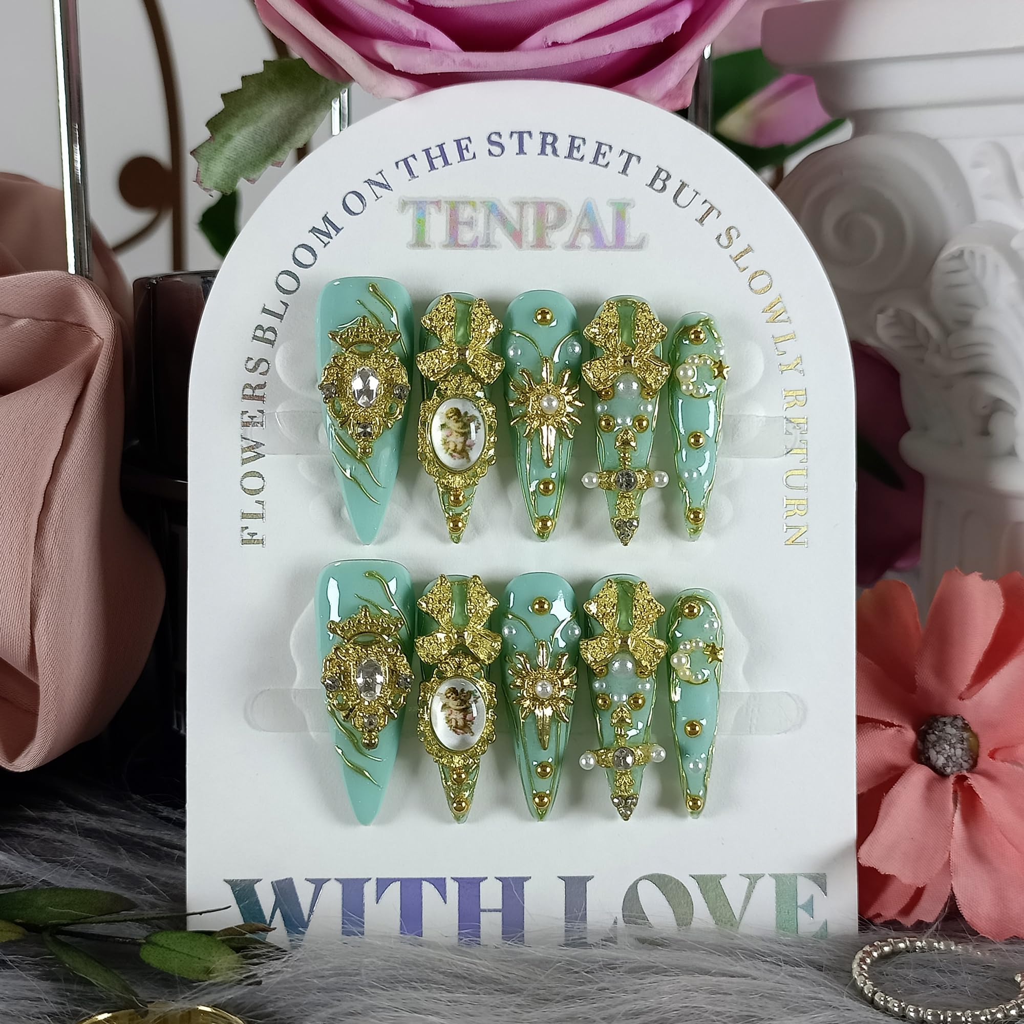 TENPAL mint green nails on hand show versatile everyday to formal looks