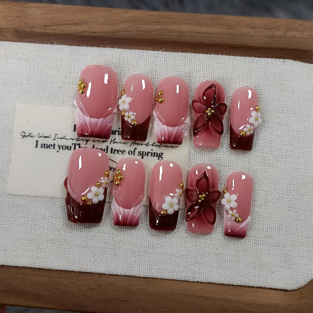 TENPAL Sweet Cherry Red press-on nails in medium-long square for chic, ready-to-wear style
