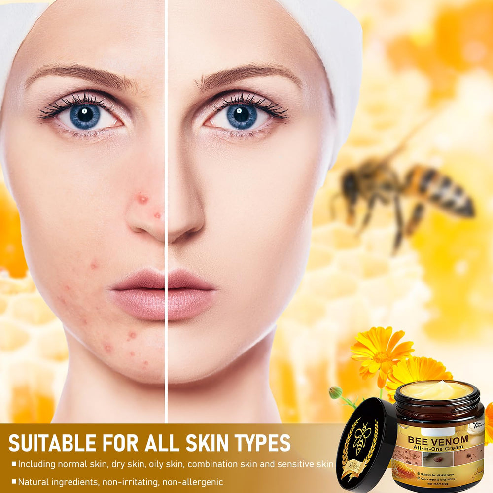 Teqnizo Bee Venom Cream on face illustrating quick absorption.