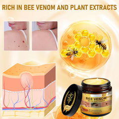 Teqnizo Bee Venom Cream packaging box highlighting formula for all skin types.