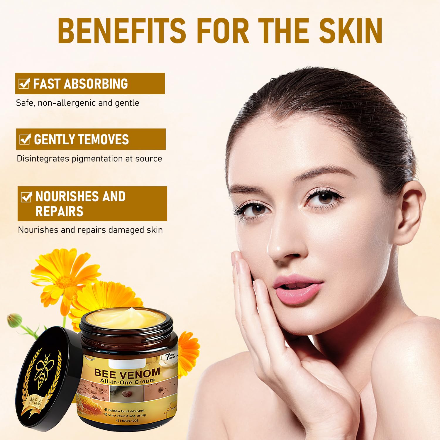 Teqnizo Bee Venom Cream texture closeup showing rich, nourishing cream.