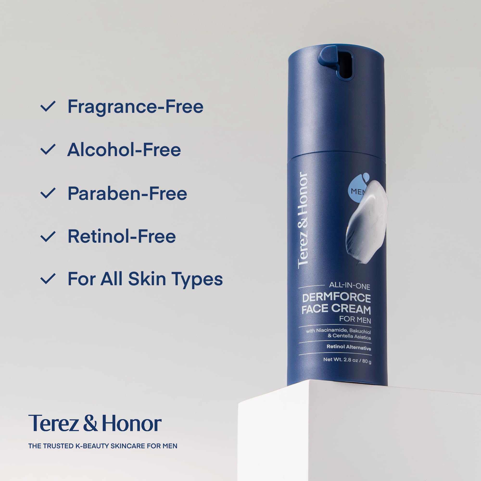 TEREZ & HONOR 6-in-1 cream shown in a daily men's skincare routine.