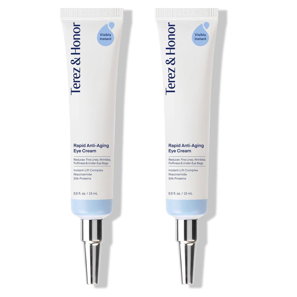 Terez & Honor anti-aging rapid under-eye cream jar close-up for quick refreshed feel.