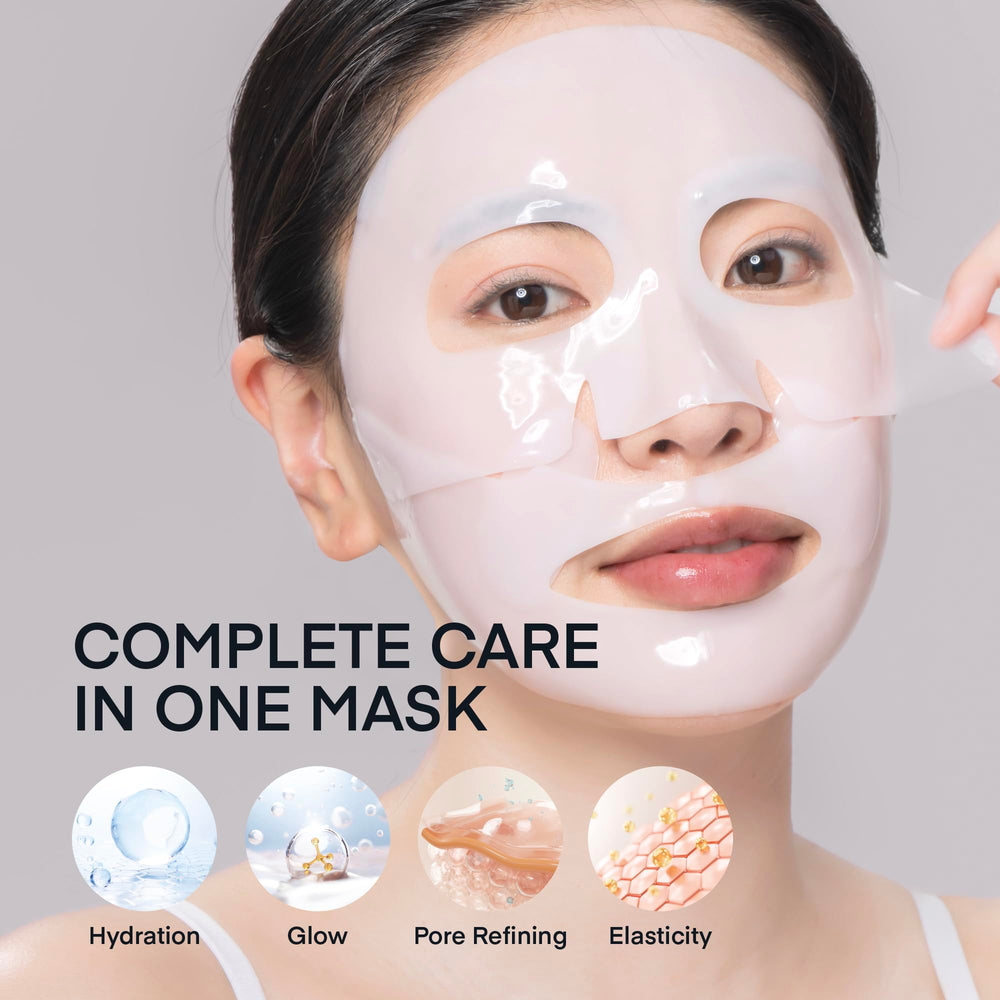 Applying the mask on the face for immediate hydration boost.