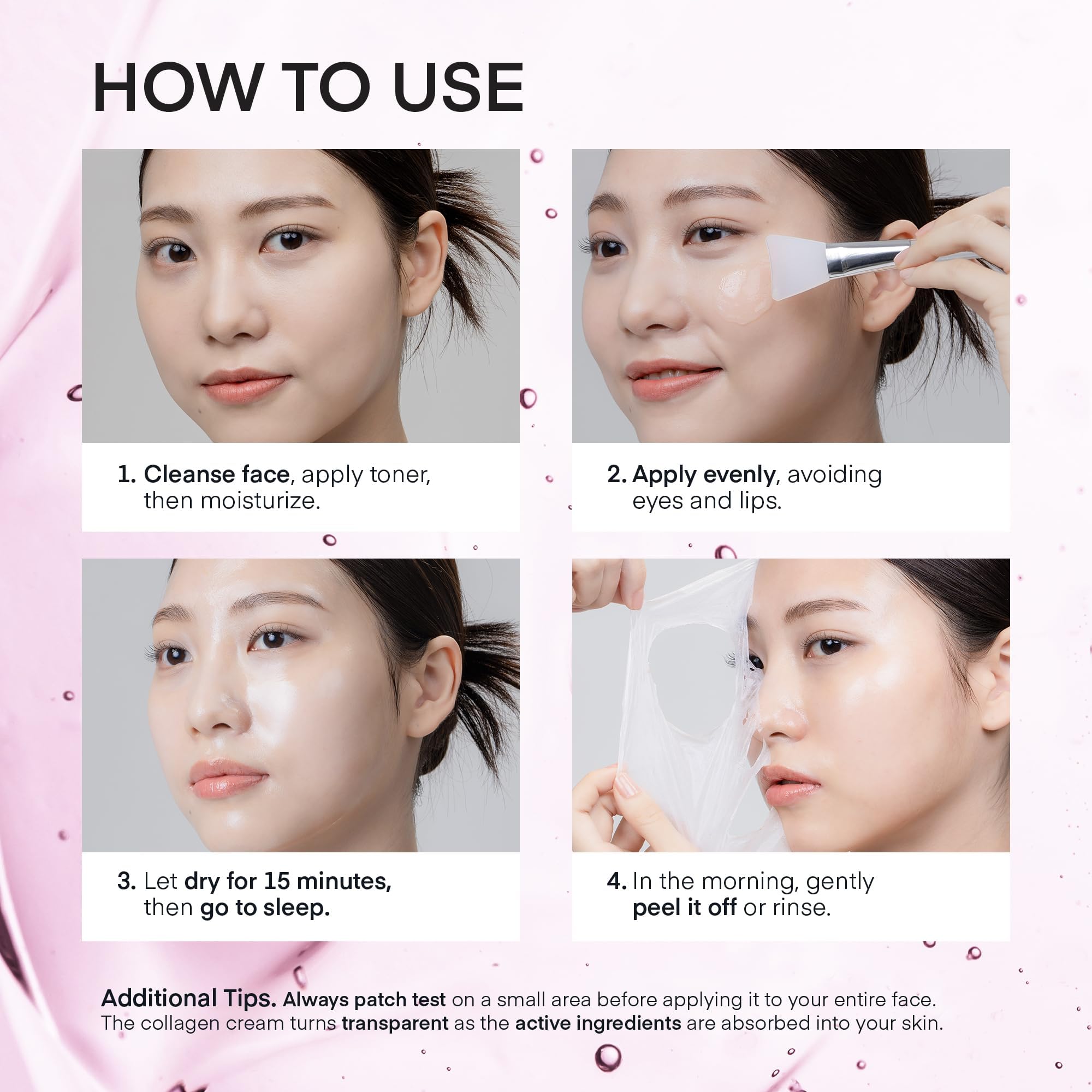 TEREZ AND HONOR collagen night wrap mask skin glow after use.