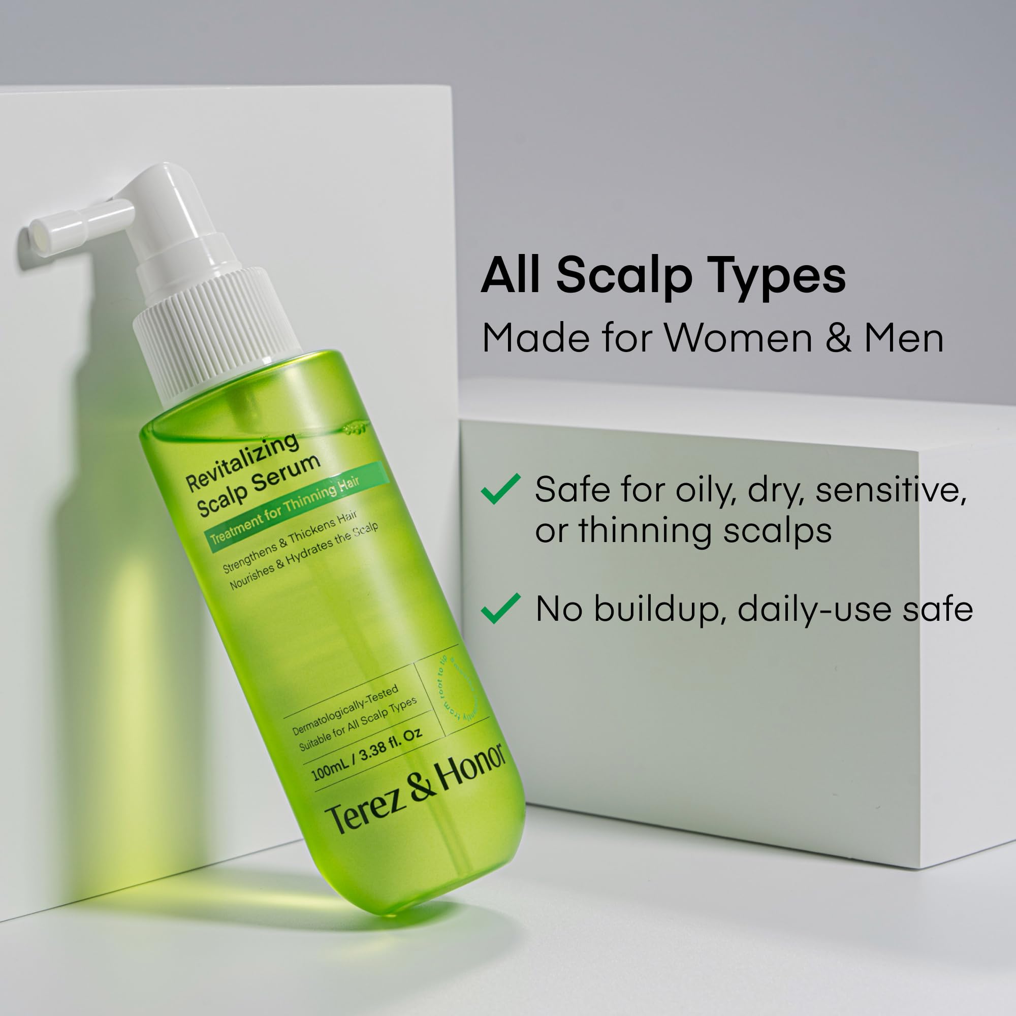 Dermatologist-tested badge on product label for sensitive scalps.
