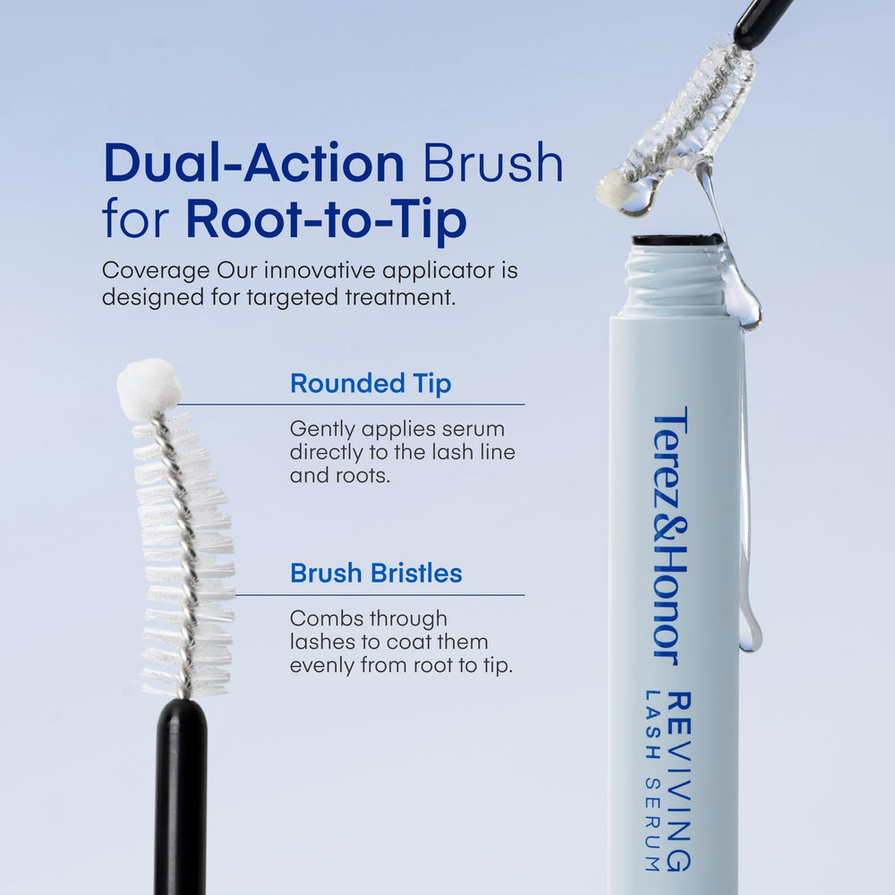 TEREZ & HONOR Reviving Lash Serum glossy lashes after use with natural shine