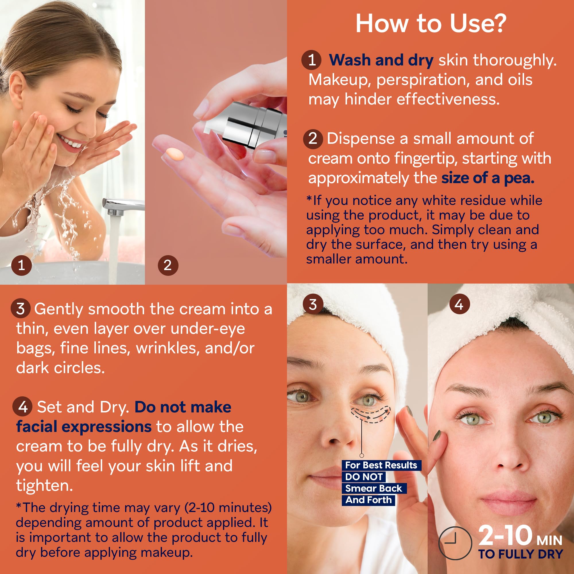 TEREZ AND HONOR under-eye area massaged with cream for absorption