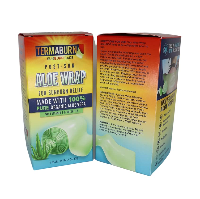 TermaBurn Aloe Wrap cut-to-size on skin offers targeted cooling relief.