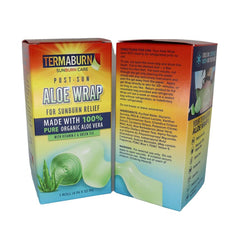 TermaBurn Aloe Wrap cut-to-size on skin offers targeted cooling relief.