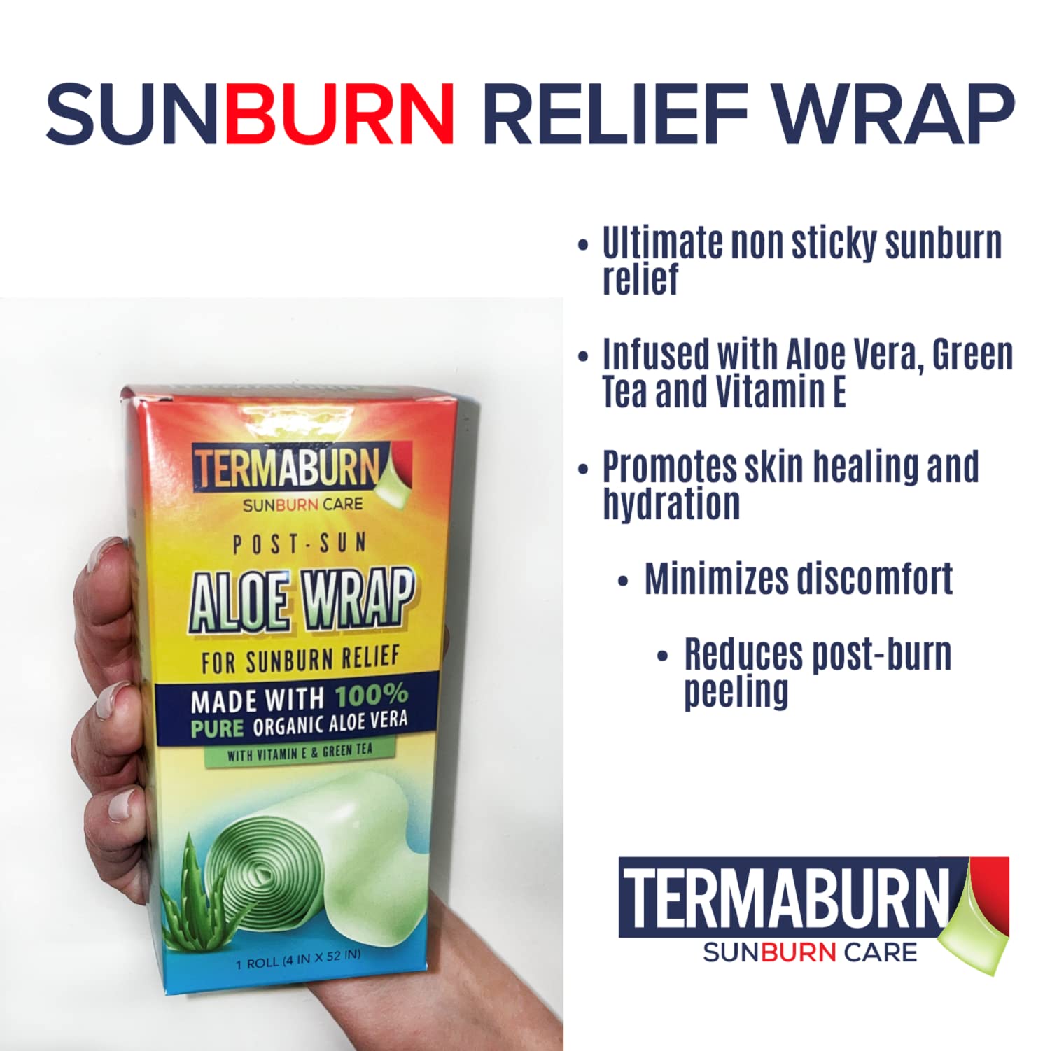 TermaBurn Aloe Wrap reusable pouch shows portable skincare solution for travel and outdoor days.