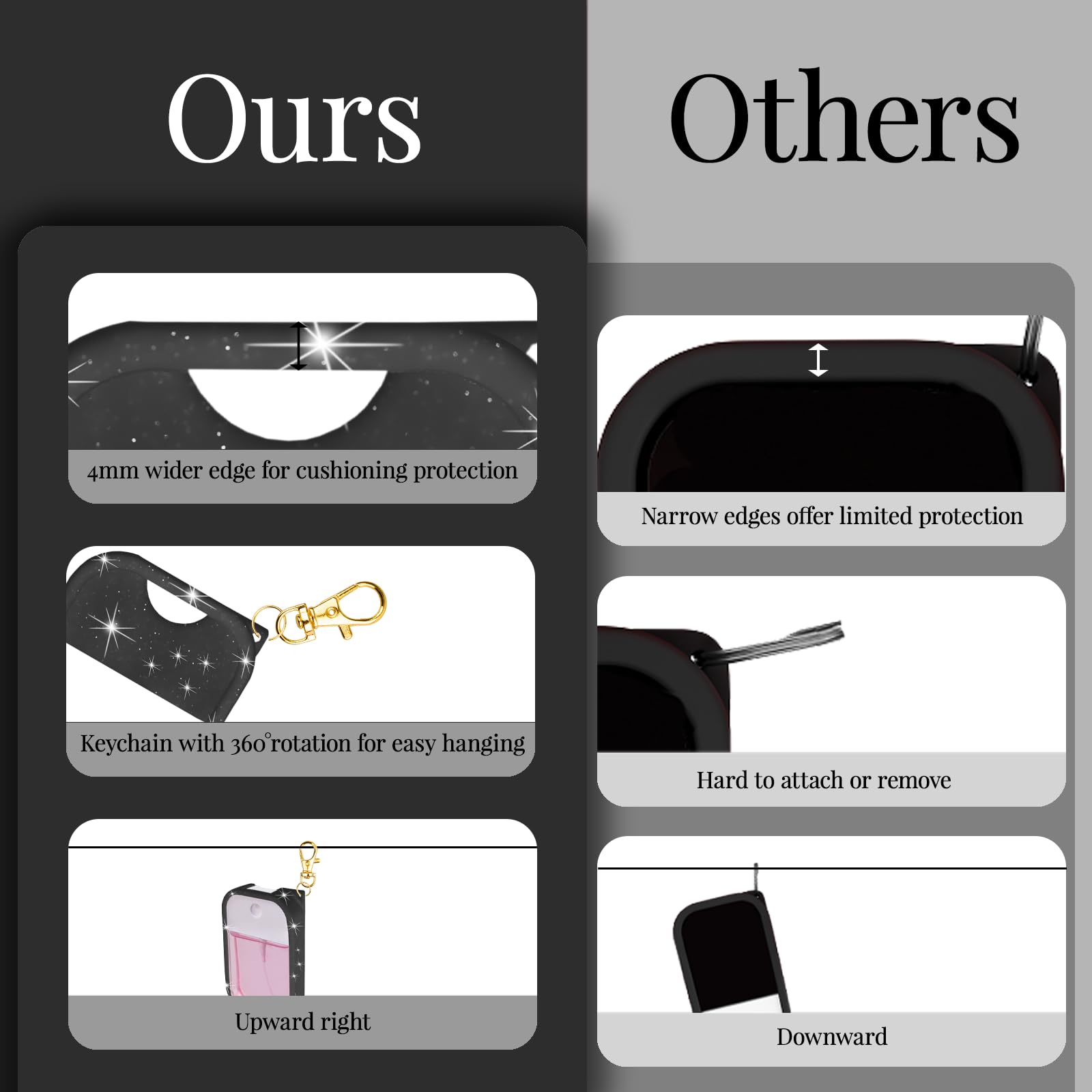 TERPINK bag-clip attachment keeps sanitizer within reach.