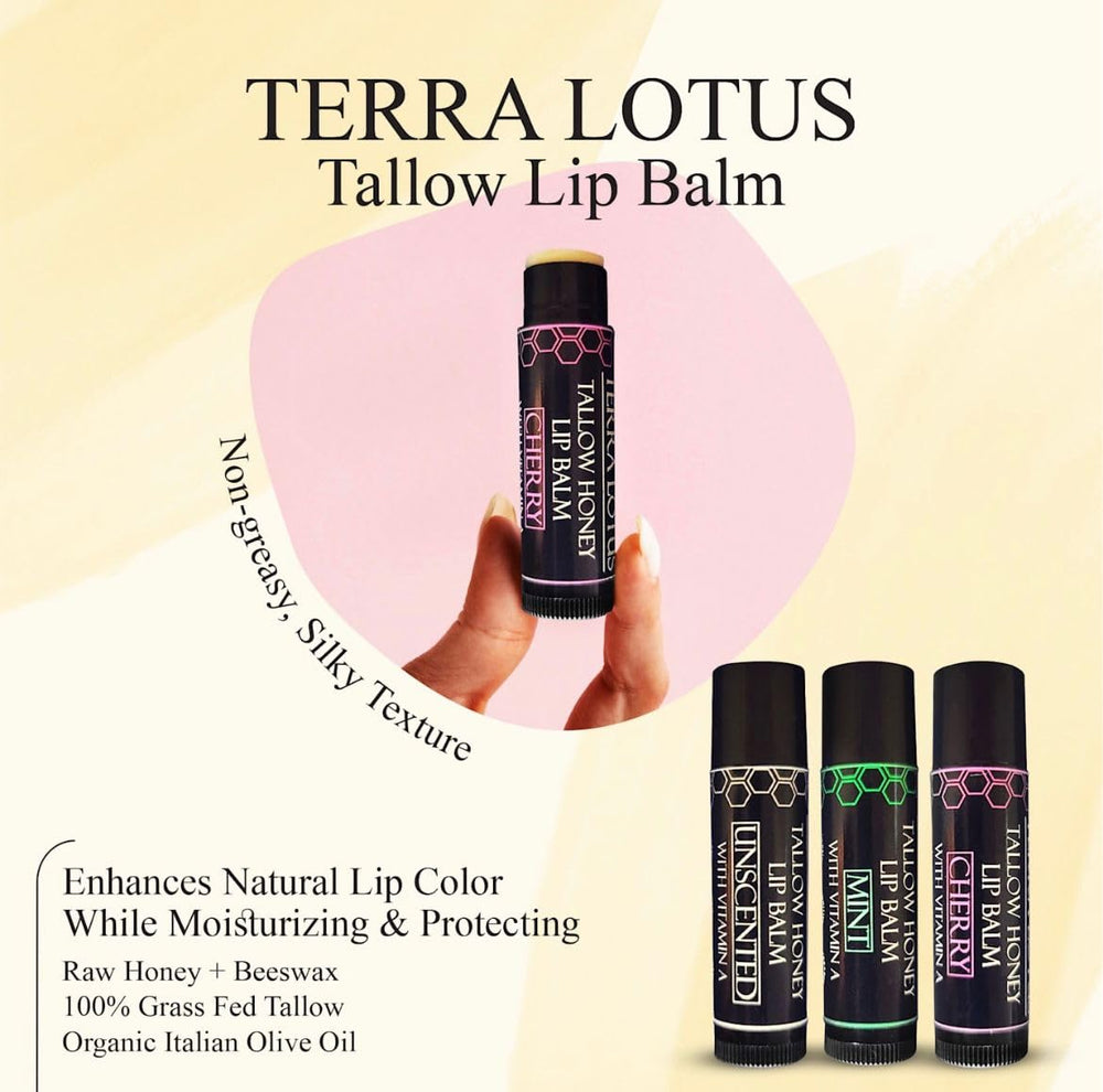 Terra Lotus lip balm in a purse for on-the-go hydration.