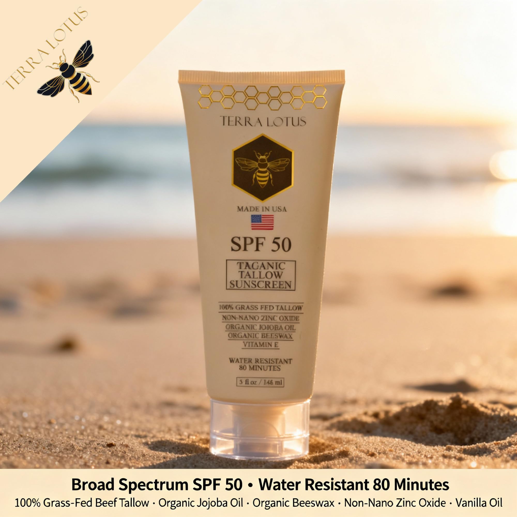 Terra Lotus sunscreen on the body offers protection during activity.