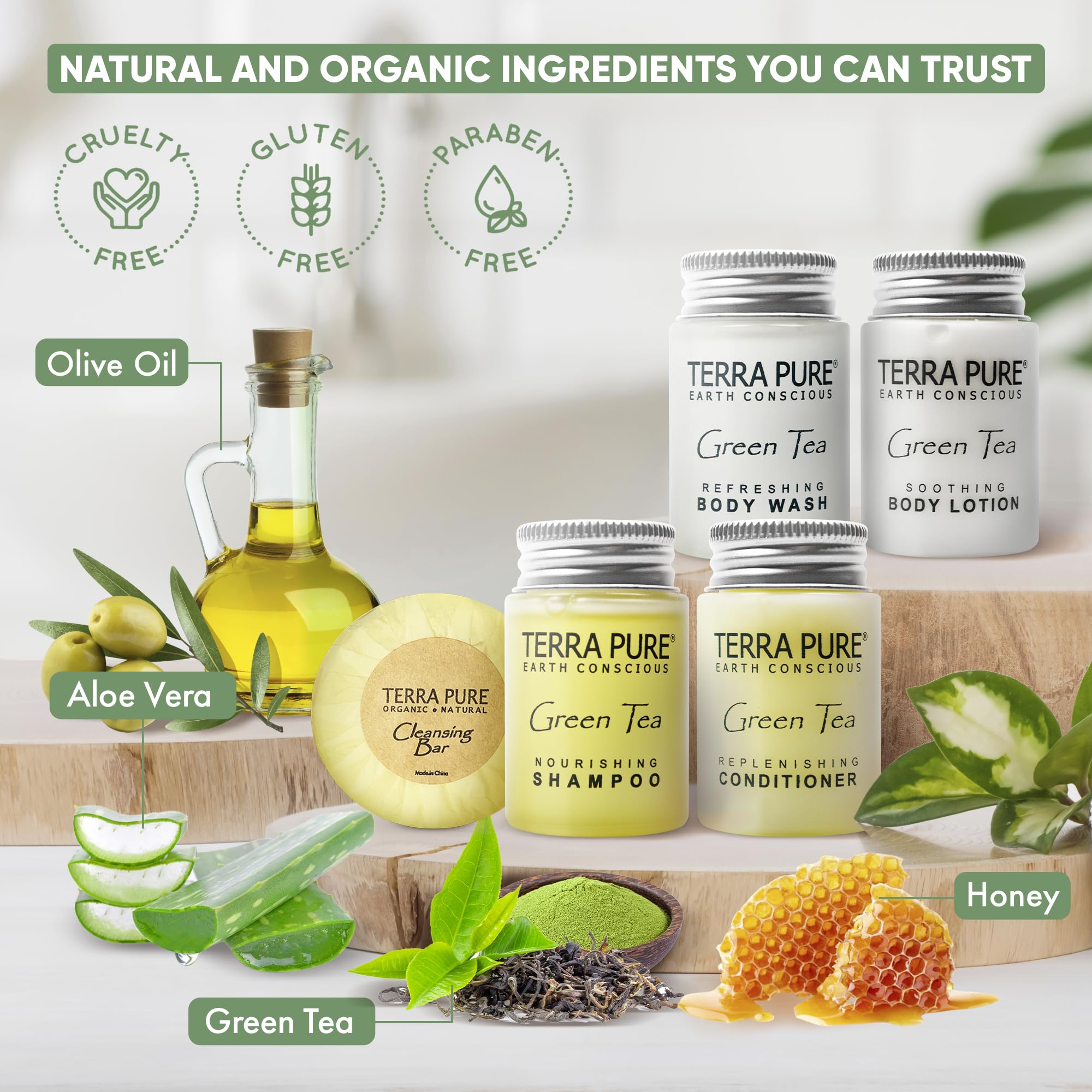 Terra Pure Green Tea body bar, compact hotel soap for amenities.