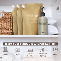 Terra Pure Green Tea Lemongrass fragrance enhances guest bathroom ambience.