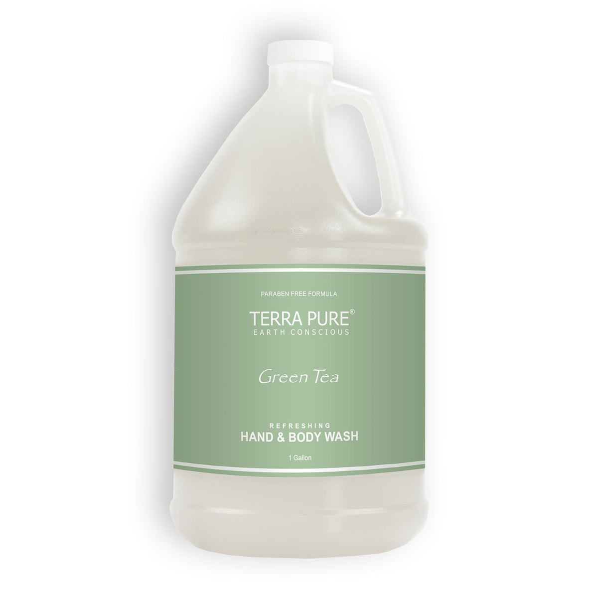 Terra Pure hotel hand and body wash front gallon pack for easy refills.