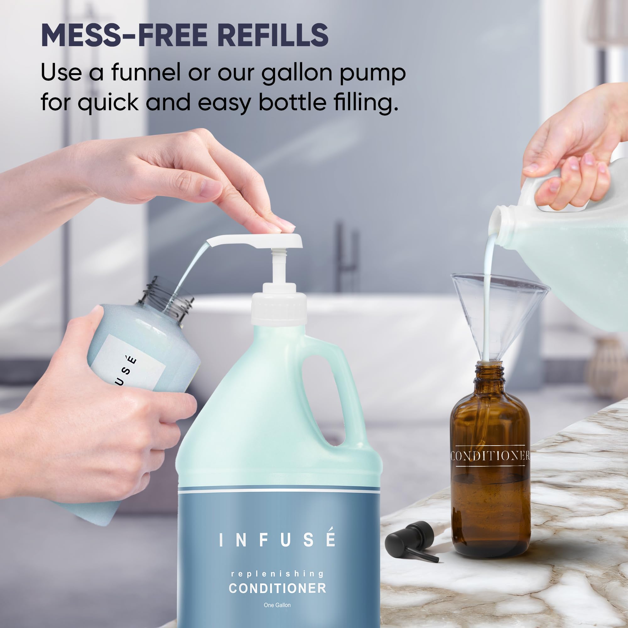 Terra Pure Infuse Hotel Conditioner guest-bath setup in guest rooms