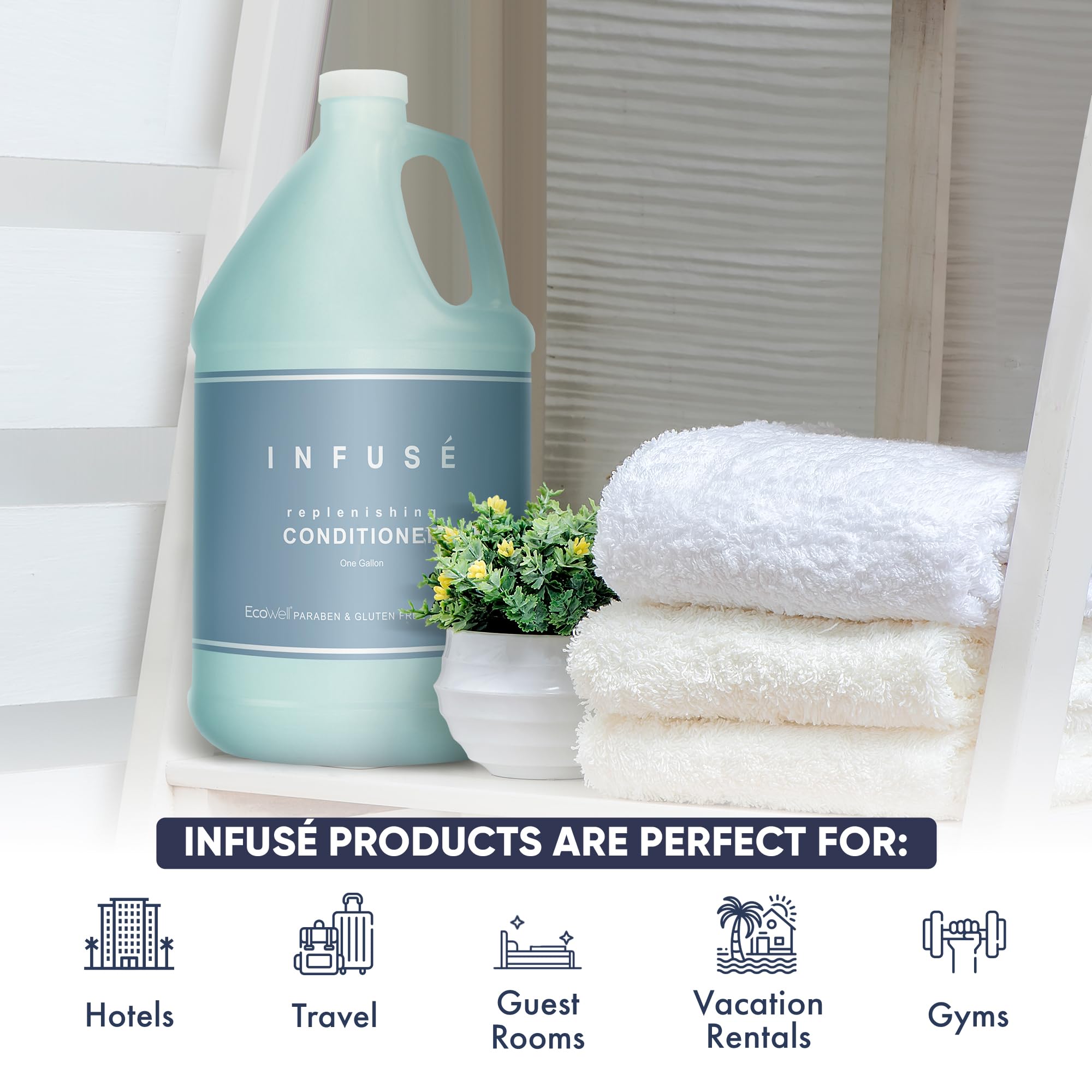 Terra Pure Infuse Hotel Conditioner pump-action close-up showing quick refills