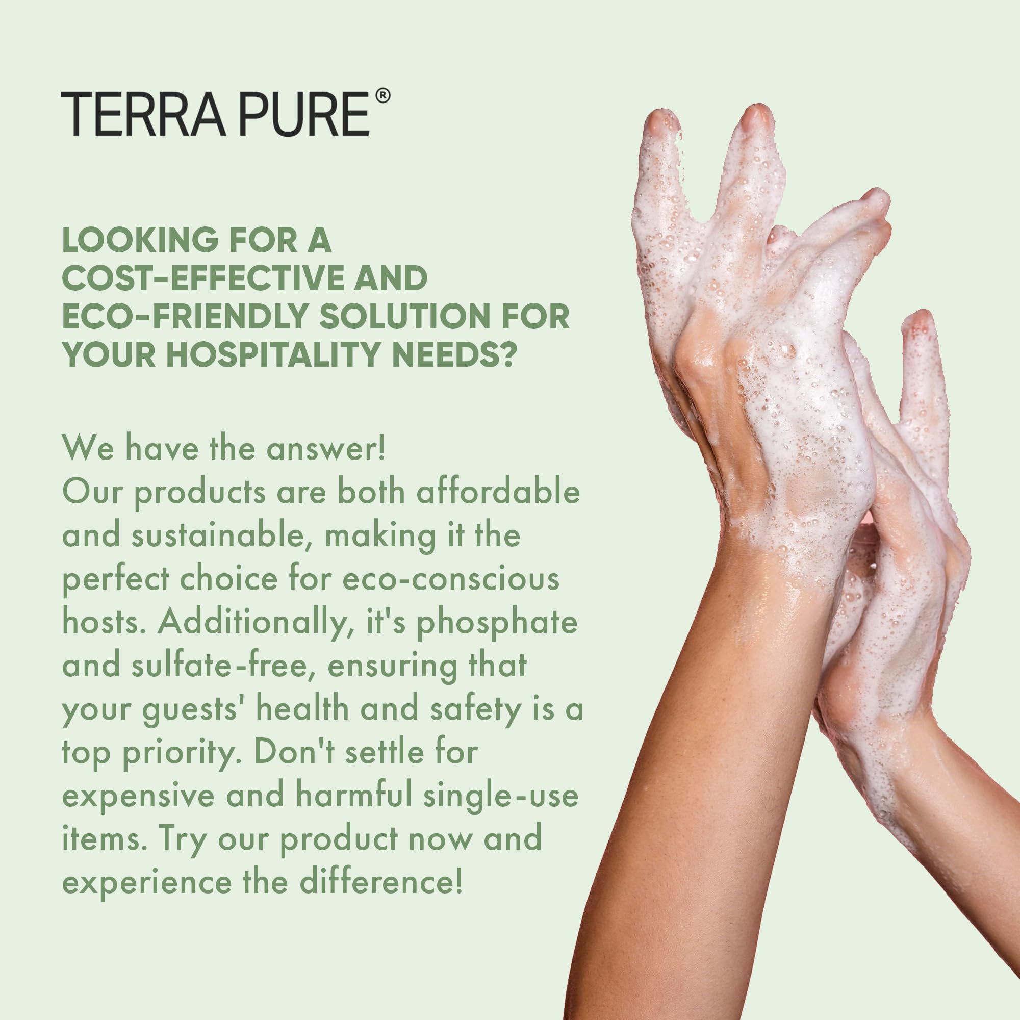 Terra Pure natural ingredients label highlights plant-based formulation.