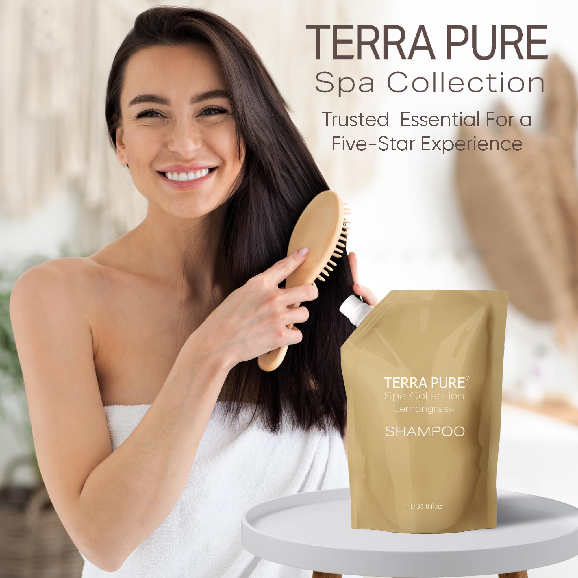 Terra Pure Spa Collection hospitality amenities kit, simplifies restocking for vacation rentals.