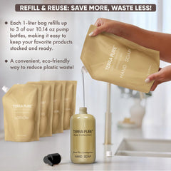 Terra Pure Spa 1L refill for dispensers, green tea lemongrass scent.
