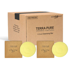 Terra Pure travel size boxed hotel soap bars ready for turnover