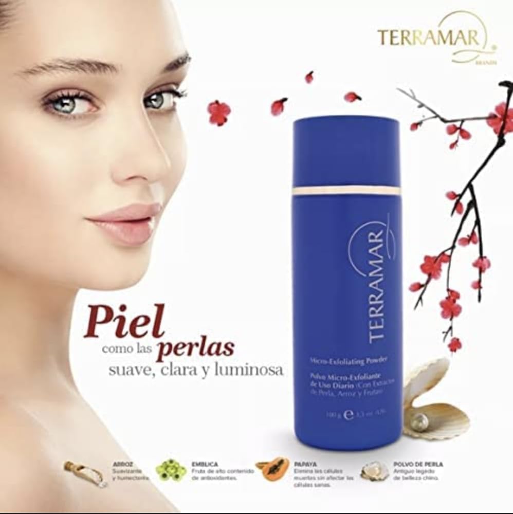 Terramar Micro-Exfoliating Powder on face demonstrates prep for serums.