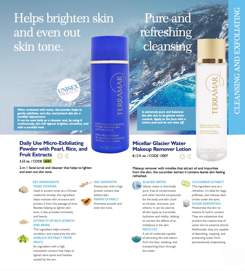Terramar Micro-Exfoliating Powder lather reveals smooth, refined texture on skin.