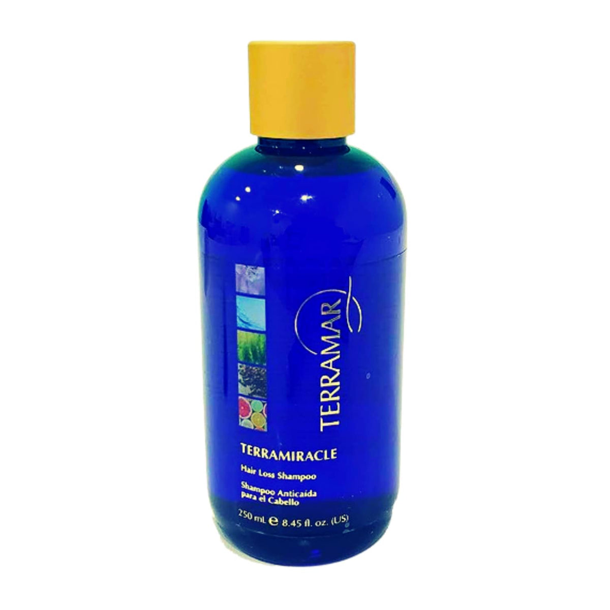 Terramiracle shampoo bottle from Terramar showing scalp care and growth support.