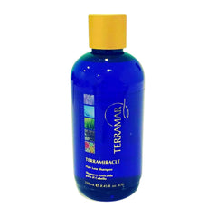 Terramiracle shampoo lather in shower demonstrates lightweight cleansing and thickening potential.