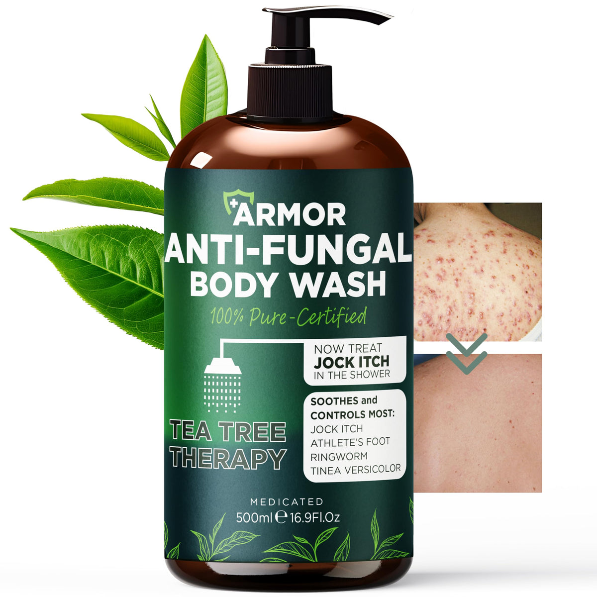Terramed Just Think Comfort antifungal body wash bottle pour for lasting freshness and skin relief