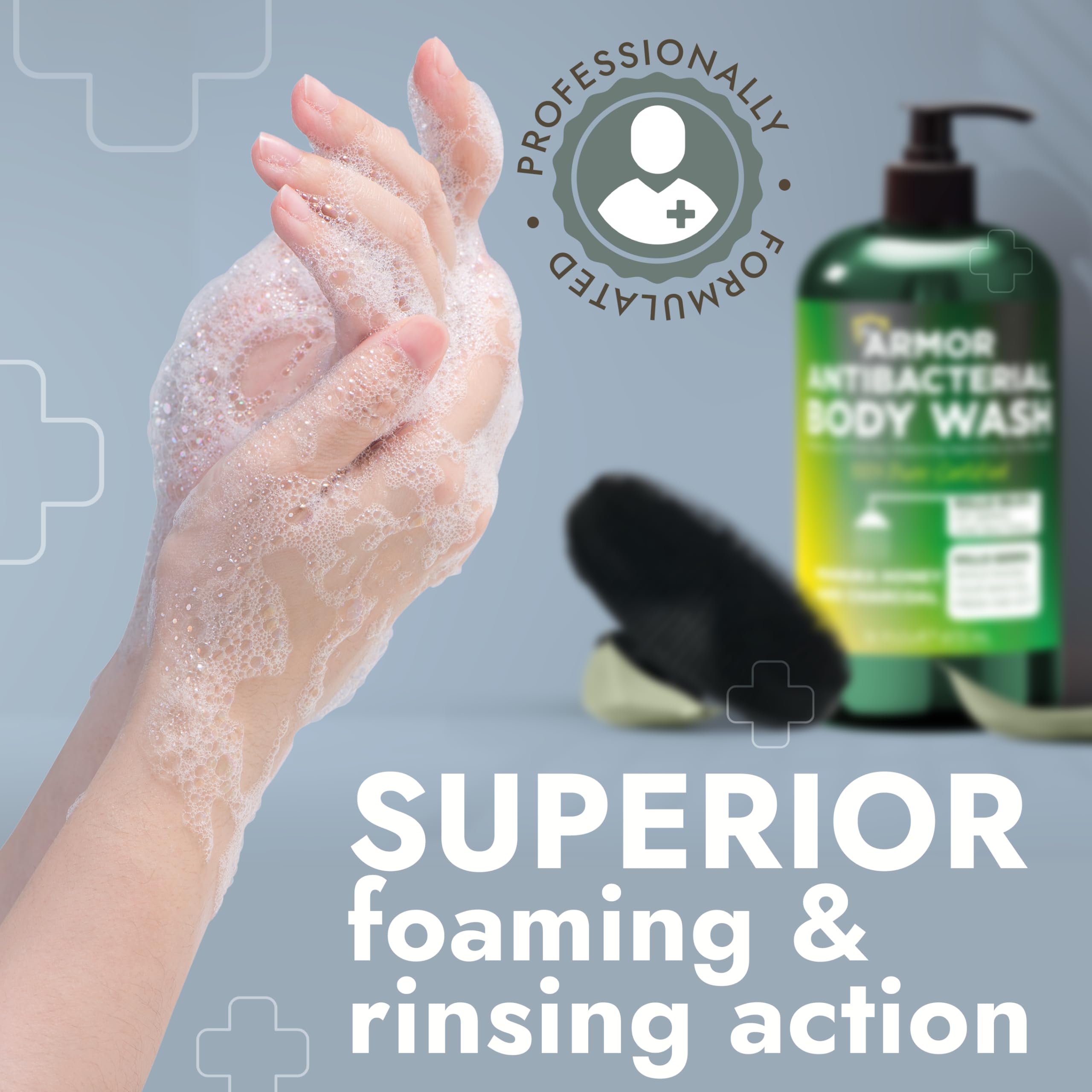 Terramed Just Think Comfort body wash combats odor and irritation.