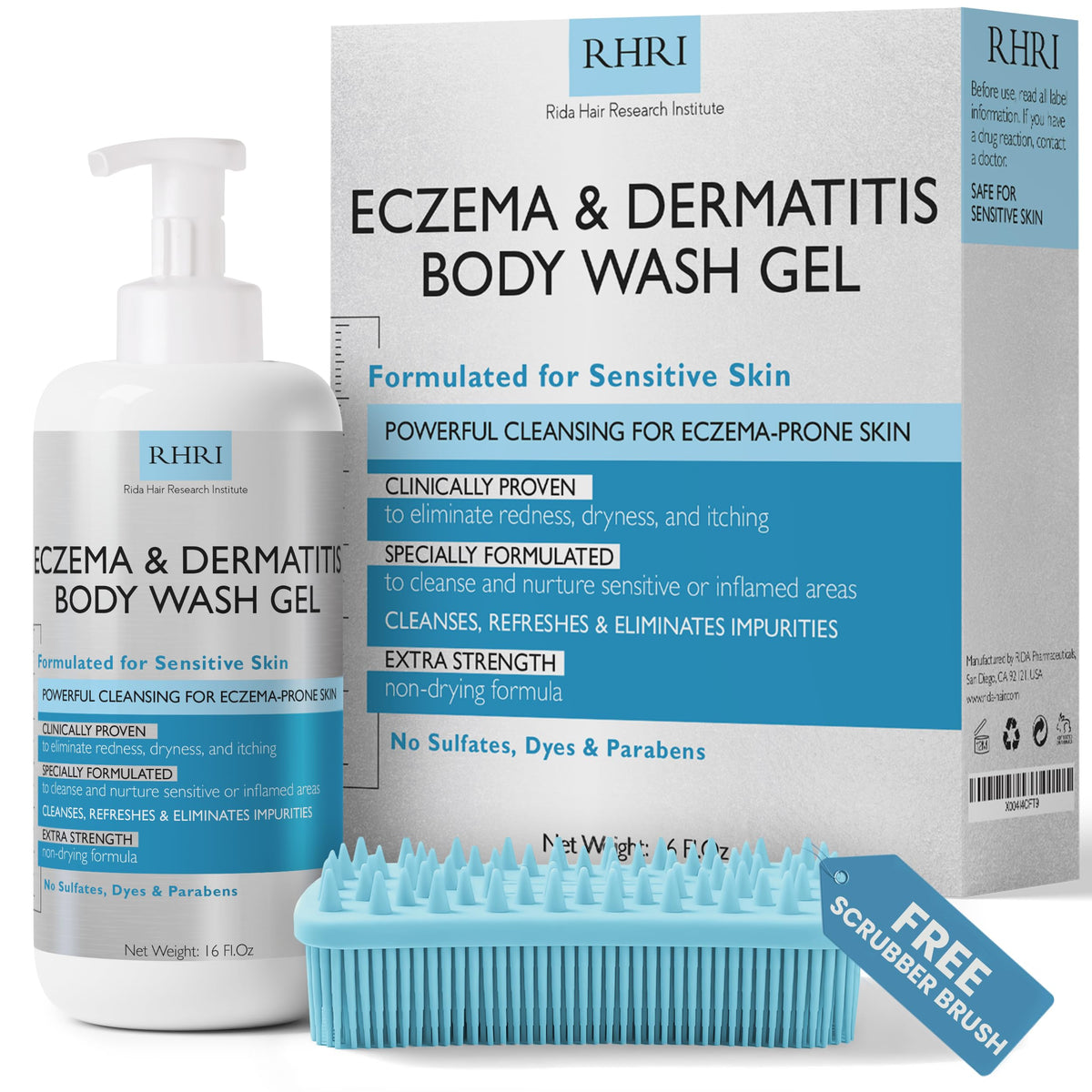 Terramed Just Think Comfort eczema body wash bottle shown for daily cleansing.