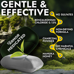 Terramed Just Think Comfort manuka honey charcoal bar drawing impurities while soothing skin.