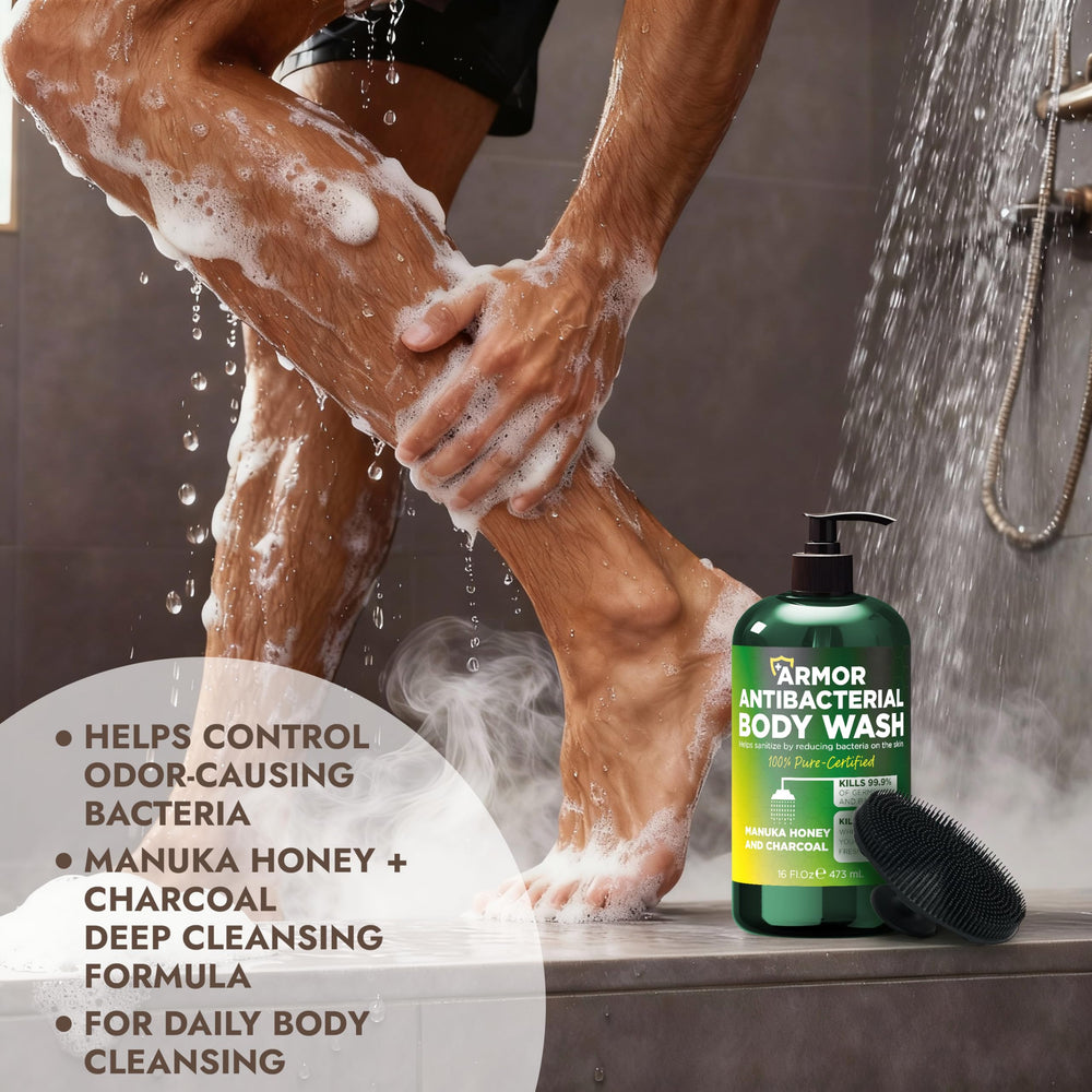 Terramed Just Think Comfort after-shower hydration for smooth skin.