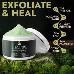 Terramed Just Think Comfort Tea Tree Scalp Scrub bottle front with clean label