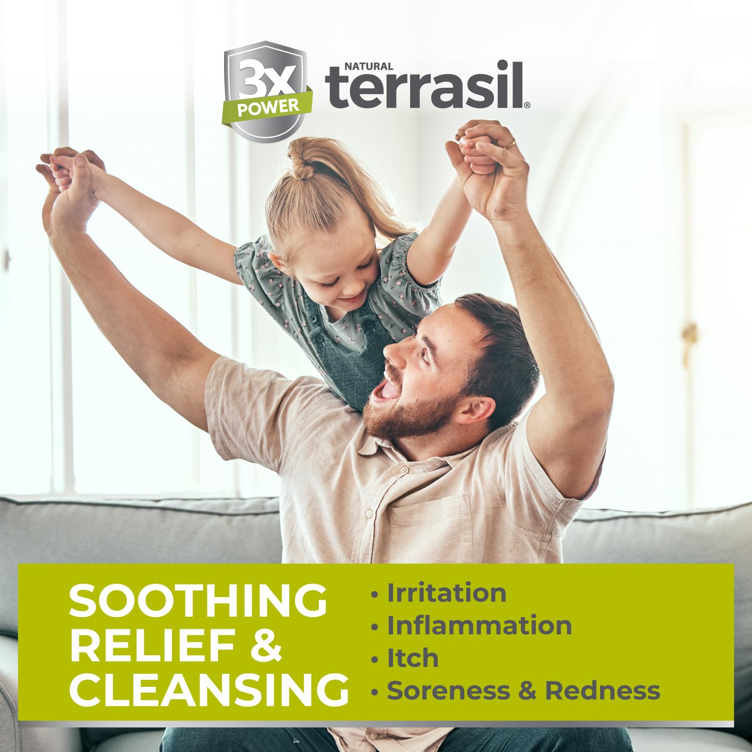 Terrasil Folliculitis Soap label close-up with calendula and peppermint oil for natural soothing care