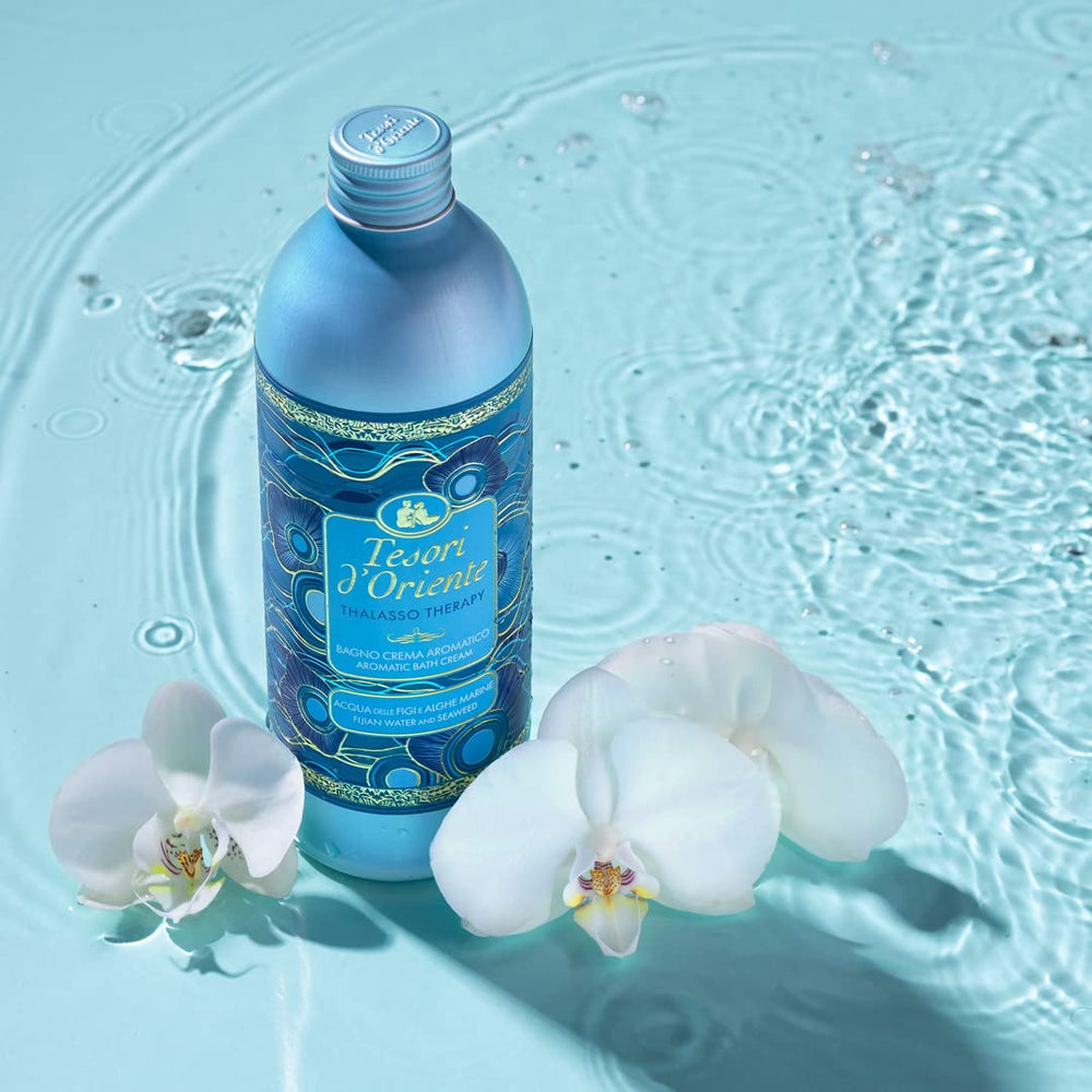 Tesori d'Oriente bath collection packaging signals an elegant Italian import